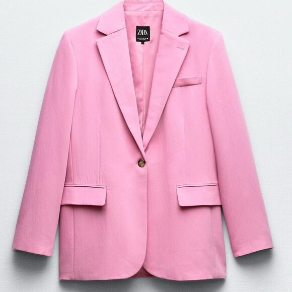 ZARA WOMEN STRAIGHT CUT BLAZER PINK REF:2010/880 SIZE M NEW WITH TAGS - Picture 2 of 13
